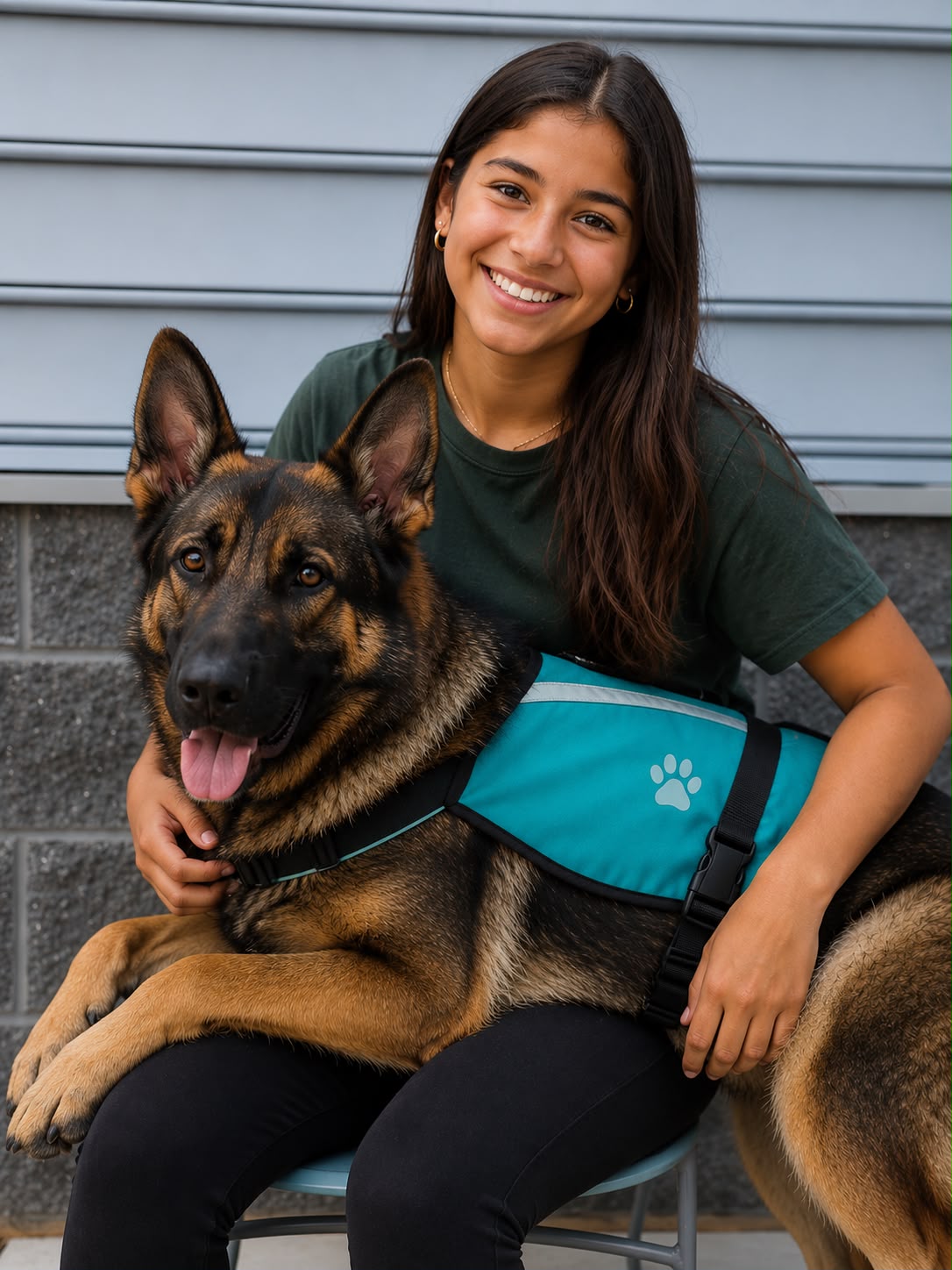 Dog performing deep pressure therapy
